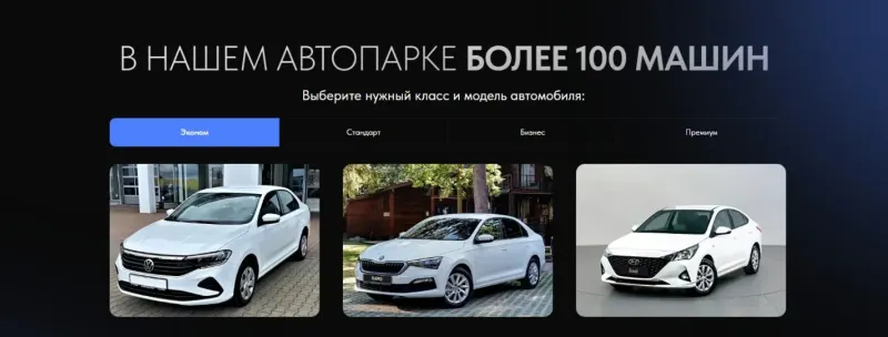 Автопарк по классам: эконом, стандарт, бизнес, премиум
