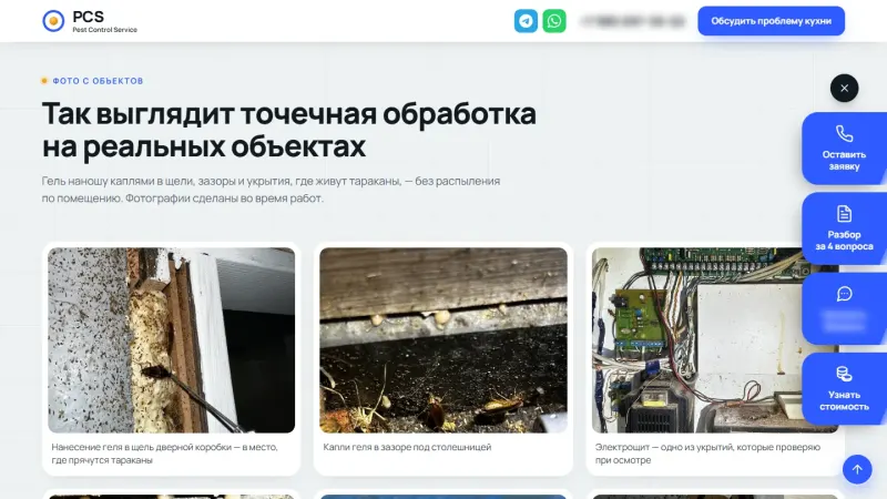 Фото точечной обработки на реальных объектах