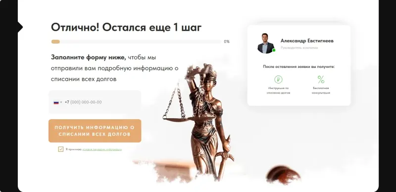 Последний шаг квиза: телефон в обмен на инструкцию по списанию