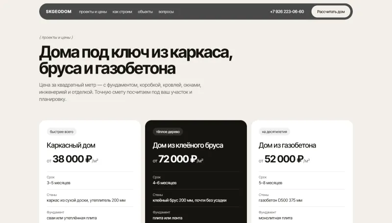 Три технологии с ценой за м²