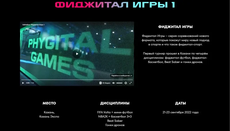 Страница турнира: видео, место, дисциплины и даты