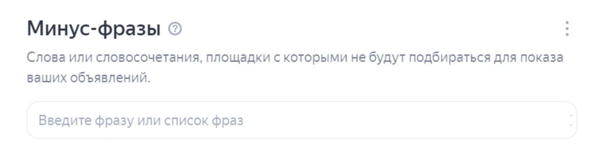 Скриншот из аудита: В РСЯ нет даже базовых минус-слов