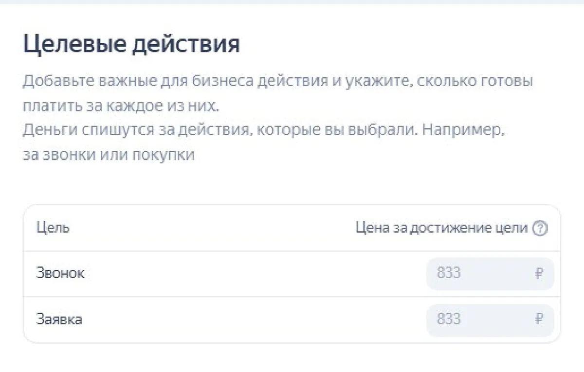Скриншот из аудита: Заниженная цена цели