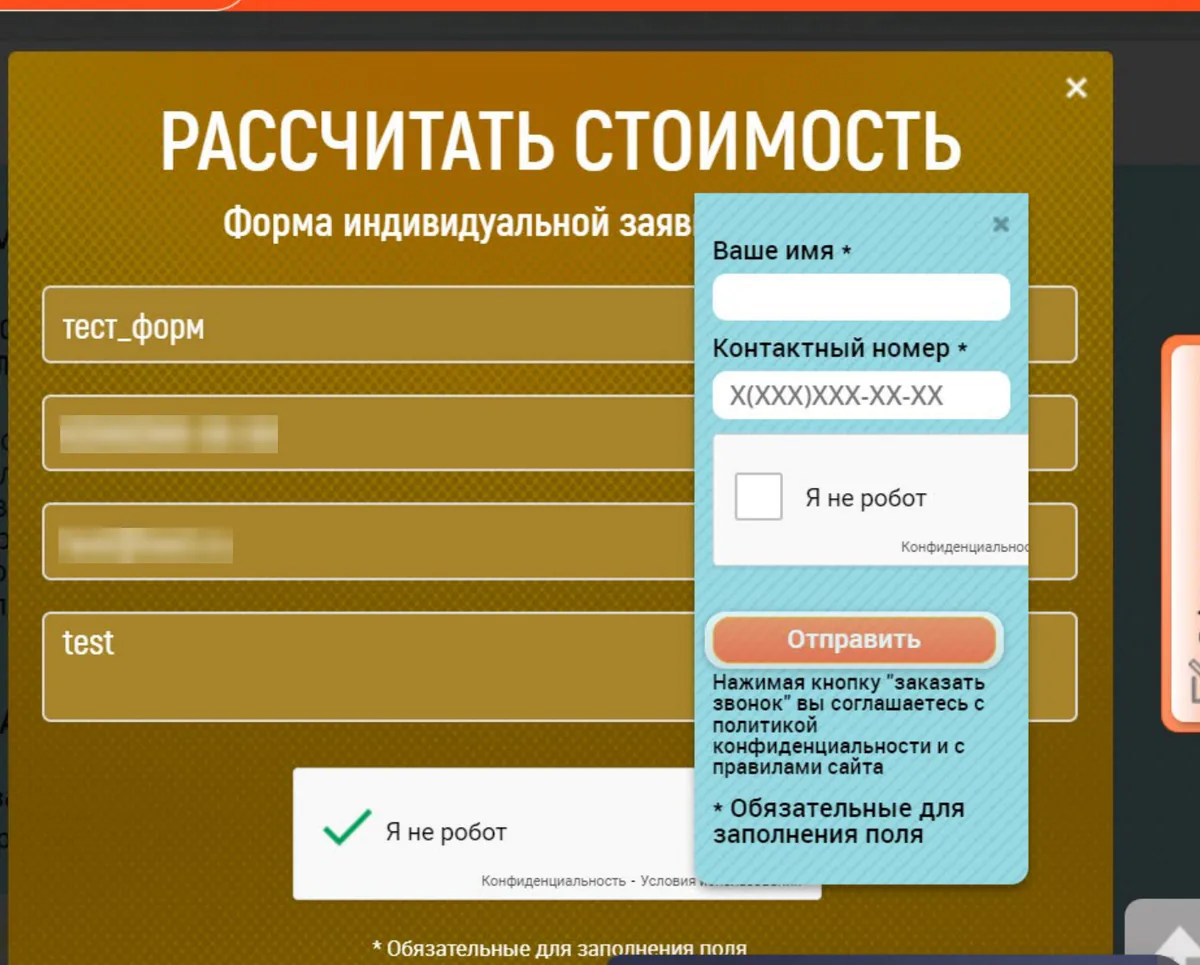 Скриншот из аудита: Неработающие формы, кнопки и ошибки вёрстки